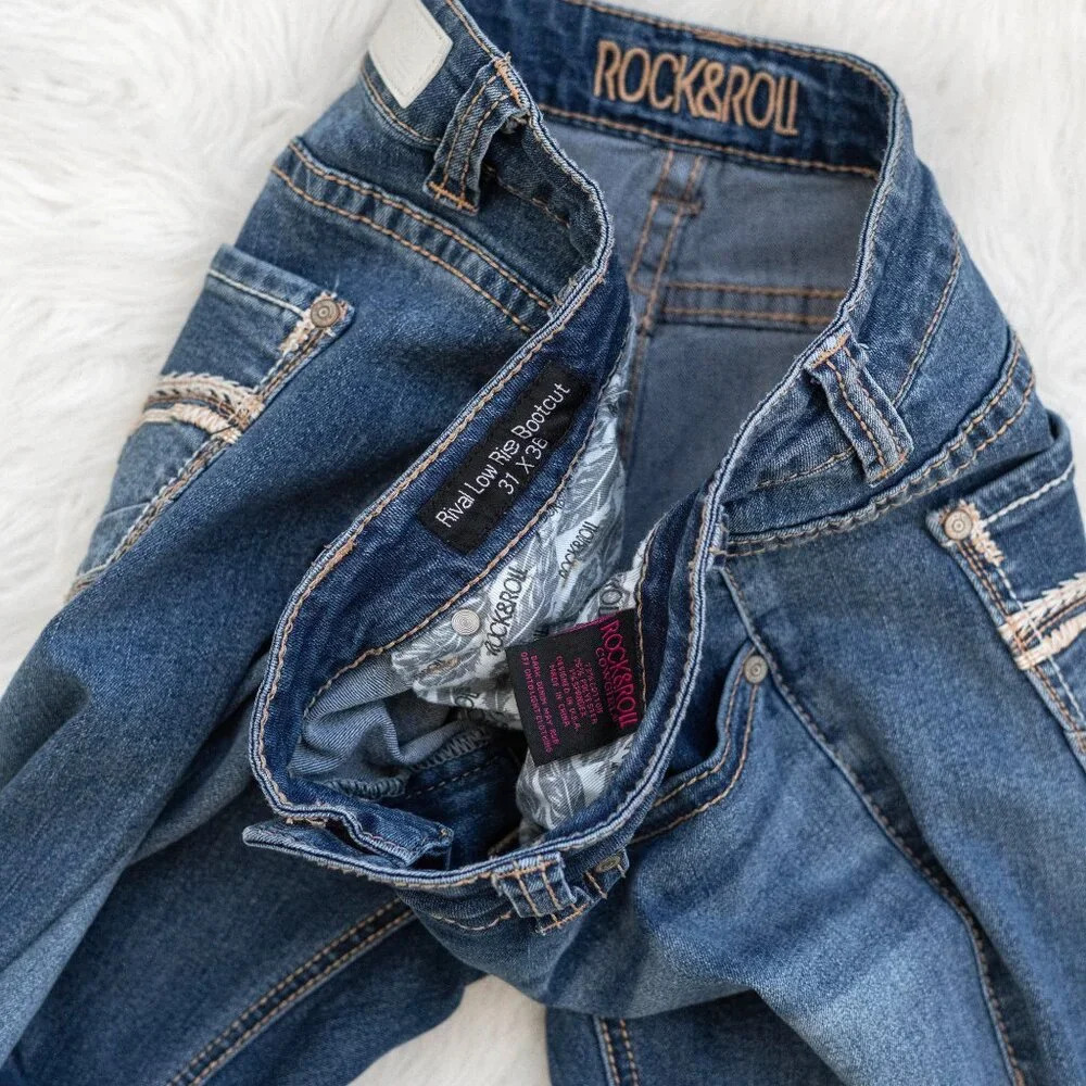 Rock & Roll Cowgirl Rival Low Rise Bootcut Jeans W31 L36 | Western Denim - Picture 5 of 9